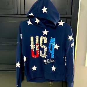 Justice USA sequin hoodie